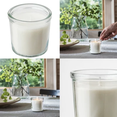 IKEA ADLAD Vela Perfumada En Vidrio, Madera Escandinava-Blanco, 20 horas, Totalmente NUEVO Foto 1 de 4