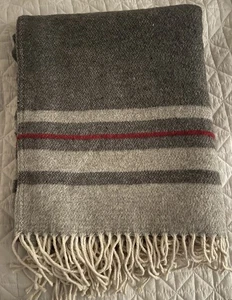 Roca Home Grey Stripe Throw/Blanket Portugal Cotton Blend 50”x67” - Picture 1 of 4