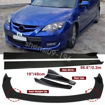 Front Bumper Lip Splitter +Side Skirt +Rear Lip For Mazda 3 323 Mazda 6 626 - Image 1 of 4
