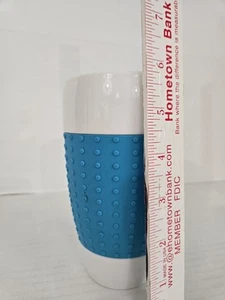 Bodum Pavina Porcelain Tall 6" Mug Blue Silicone Tumbler 17 oz FREE SHIPPING - Picture 1 of 8