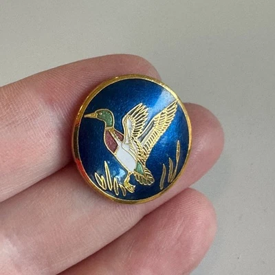 Vtg Mallard Duck Cloisonné Enamel Shank Button Waterfowl Hunting Wildlife Bird - Image 1 of 3