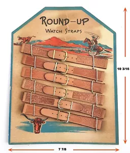 Round Up Western Tooled Leather Watch Straps Counter Top Display 1950's - Picture 1 of 2