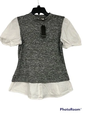 Blusa envolvente para mujer gris blanca mediana Foto 1 de 4