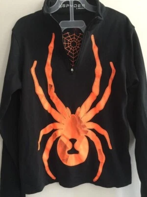 Pullover de manga larga Spyder para niño talla L. 100 % algodón negro y naranja Foto 1 de 4