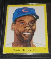 1989 Hall of Fame FUN & FACT BOOK ERNIE BANKS STICKER #6! CUBS! HOF! NM!