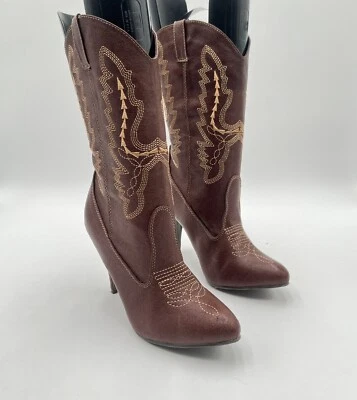 Ellie Cowgirl Boots Women’s 8 Costume Shoes Brown - Image 1 of 4