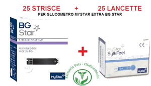 BG STAR MY STAR 25 STRISCE REATTIVE GLICEMIA GLUCOSIO + 25 Lancette - 