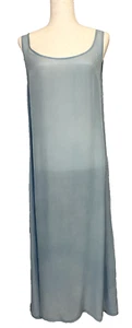 Verandah Lagenlook Coastal Chic Sleeveless Sheer Sheath Dress Dust Blue SZ LG - Picture 1 of 12
