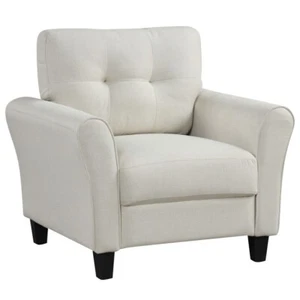 Modern Upholstered tufted Accent Chair Armchair Living Room w/Rubber Wood Legs - Picture 1 of 10