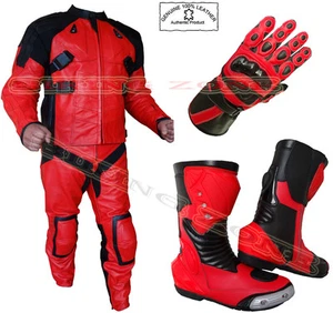 THE 'DEADPOOL' STYLE MENS ARMOUR RED/BLACK MOTORBIKE/MOTORCYCLE JACKET & SUIT - Picture 1 of 14