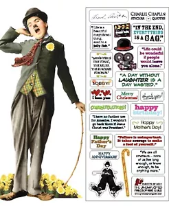 1 biglietto di auguri Charlie Chaplin Quotables vuoto con adesivi/env + 1 altro - Foto 1 di 10