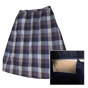 1980s Pendleton Blue Plaid Wood Skirt Aline Midi /Women’s Medium  - Picture 1 of 8