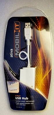 4-Port USB 2.0 Hub ativa MOBIL-IT High Speed Pocket Size WHITE NEW And Sealed - Image 1 of 2