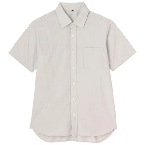Muji Men's short sleeve shirt Organic cotton washed broad Light Gray - Bild 1 von 8