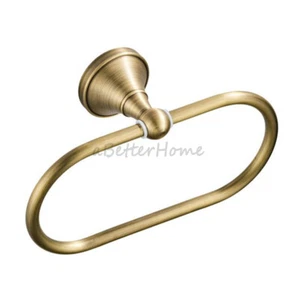 Antique Brass Oval Towel Ring Rack Bathroom Wall Mounted Hanging Hardware Holder - Picture 1 of 5