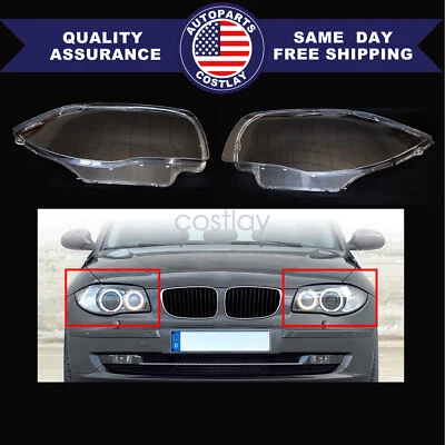 Pair Headlight Headlamp Lens Cover For BMW 1 Series E81 E82 E87 E88 1M 2003-11 - Image 1 of 4