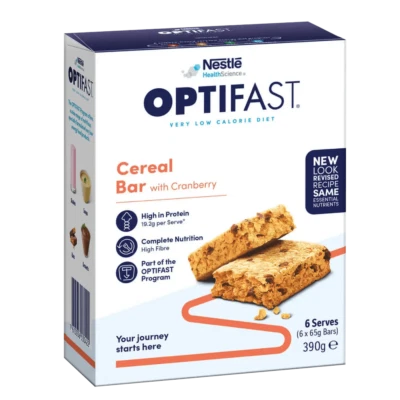 OPTIFAST VLCD 6 x 65g (390g) Bars - Cereal with Cranberry Flavour [NEW RECIPE] - Image 1 of 4