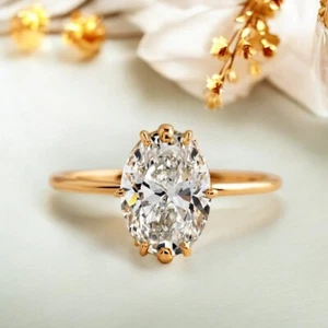 Bague de fiançailles ovale certifiée IGI 3,20 ct créée en laboratoire en or j... - Imagen 1 de 13