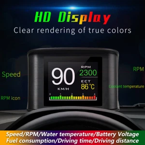 Car Head Up Display HUD OBD2 High Water Temp Over Speed Alarm P10 - Bild 1 von 12