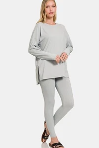 Zenana Full Size Brushed Microfiber Top and Leggings Lounge Set Loungewear for w - Picture 1 of 5