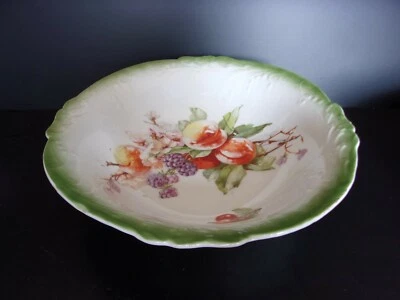 Cuenco hecho en Baviera Vintage China Frontera Verde Fruta Centro Servir Cuenco Foto 1 de 3