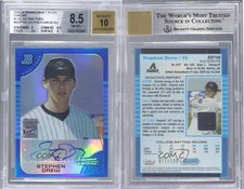 2005 Bowman Draft Chrome Blue Refractor /150 Stephen Drew BGS 8.5 Rookie Auto RC