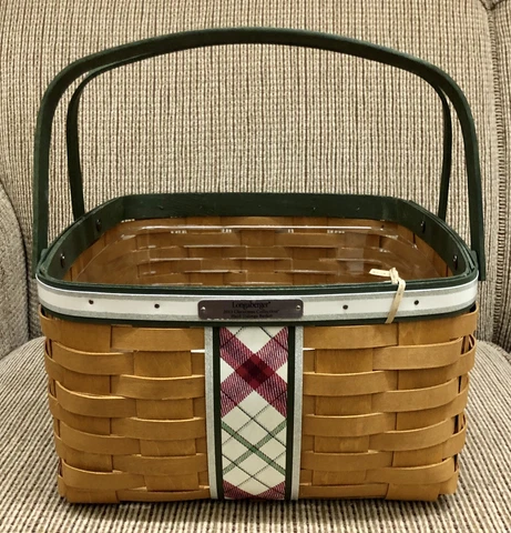 Longaberger 2013 PLAID TIDINGS Christmas Collection GREEN Large Basket Protector Cover