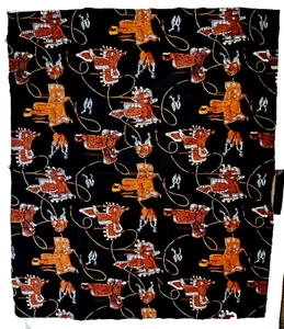 Vintage 1992 Nicole Deleon for Alexander Henry Fabric "Saddlin Up" 43"X37" - Picture 1 of 6