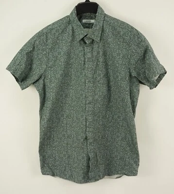 J.Lindeberg Mens Medium Short Sleeve Green Paint Splatter Jersey Button Up Shirt - Image 1 of 4