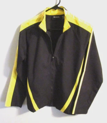 Chaqueta deportiva Bolle negra con ribete amarillo cremallera frontal calentamiento - Talla S Foto 1 de 4