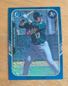 2015 Bowman Chrome Farm's Finest Minis Blue Ref #FFM-RN Renato Nunez /150 A's - Bild 1 von 2