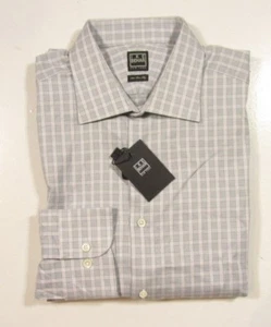 IKE BEHAR New York Men's Gray 120's 2 Ply Check Dress Shirt $145 - Picture 1 of 2