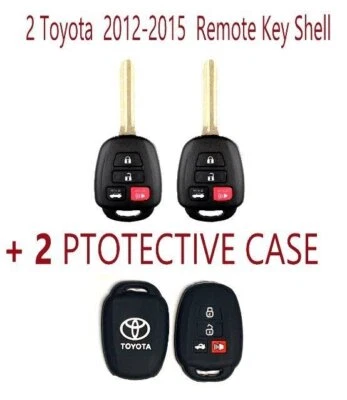 2 Toyota Corolla Camry Rav 2012-2015 4 Button Remote Key Shell + PROTECTIVE CASE - Image 1 of 4