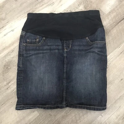 Old Navy Maternity Skirt Womens Sz 2 Stretch Panel Denim Dark Wash 100% Cotton - Image 1 of 4