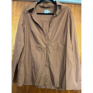 Princess Polly Brown Button Down Long Sleeve Relaxed Fit Blouse US 4 - Picture 1 of 5