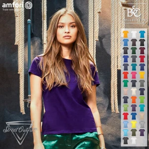 Women Soft Cotton T-Shirt Ladies Crew Neck Short Sleeve Top Feminine Fit B&C 150 - Picture 1 of 44