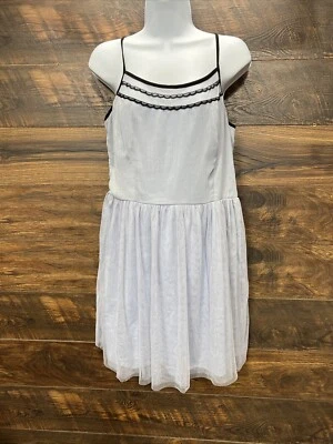 Delia Cami Dress Large Blue Smocked Sheer Fairycore Sleeveless A Line Short - Image 1 of 4