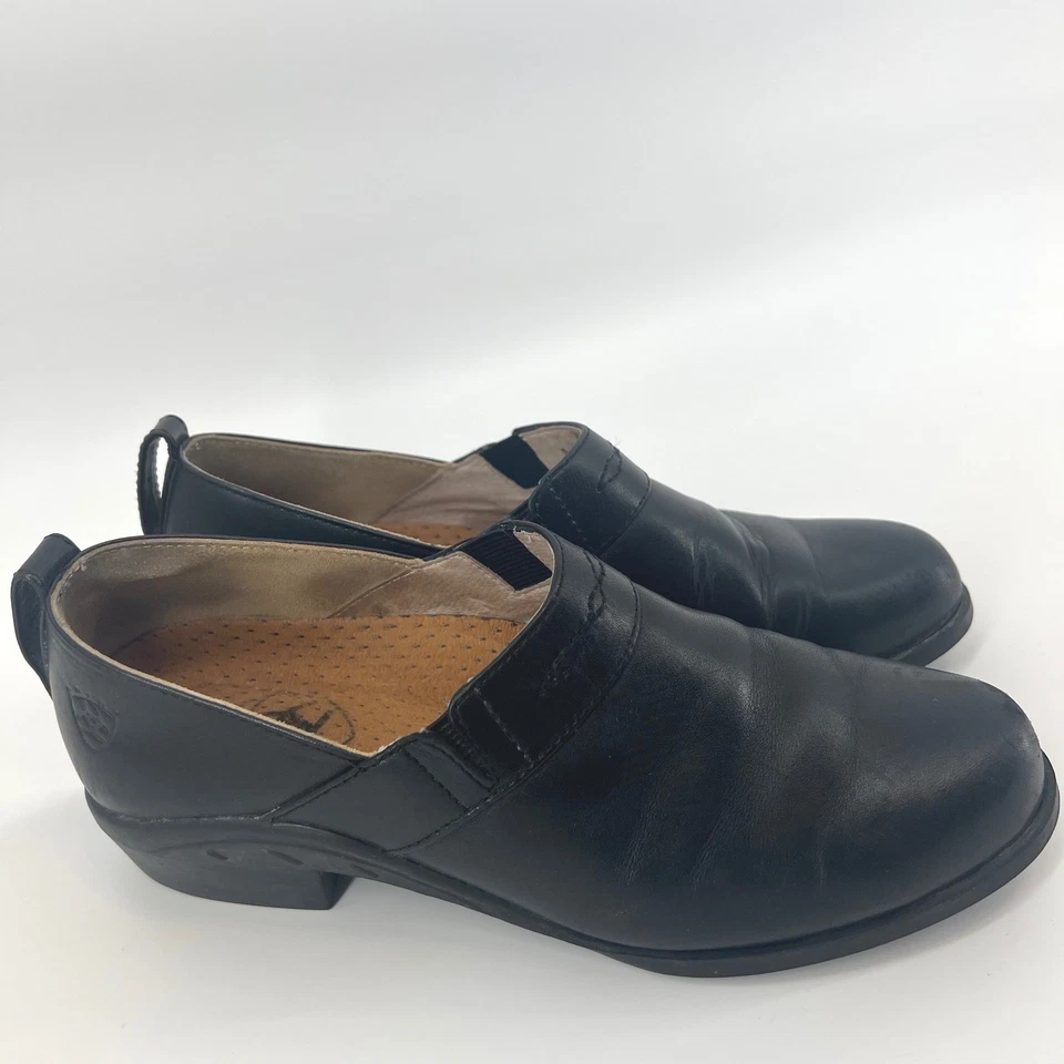 Ariat Black Leather Slip On Comfort Paddock Sport Clogs Mules Women's Size 7.5B - Image 1 of 4