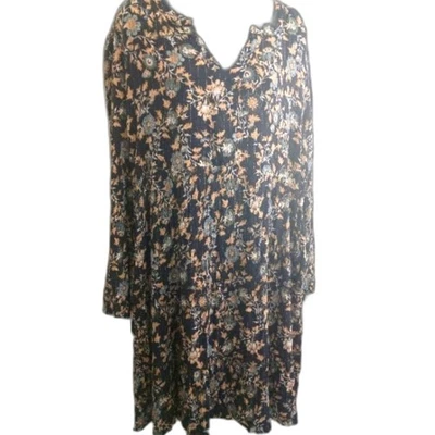 Vestido Knox Rose XL azul bohemio envejecido con estampado floral de hojas medio informal Foto 1 de 4