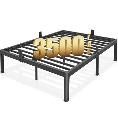 King Bed Frame with Round Corner Edge Legs 18 inch High 3500 lbs Heavy Duty M... - Image 1 of 4