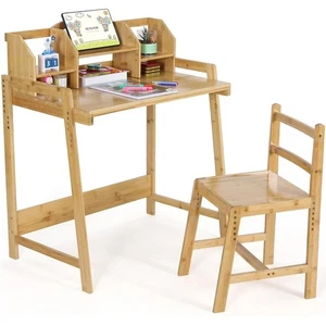 Bamboo Wooden Children's Desk, Student Table+Chair Mit Storage Height Adjustable - Picture 1 of 7