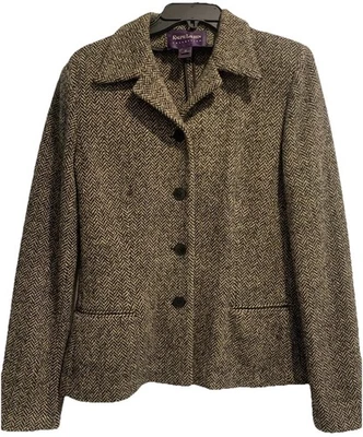 Chaqueta de lana de tweed vintage Ralph Lauren Collection etiqueta púrpura para mujer talla 10 ¡USADA EN EXCELENTE ESTADO! Foto 1 de 4