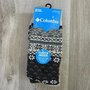 Columbia Fleece Lined Thermal Crew Socks 2Pk Brown Midweight Men’s Size 6-12 NWT - Picture 1 of 9