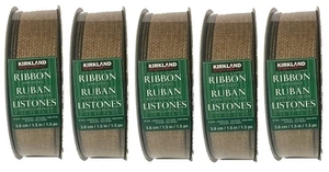 Kirkland Rustic Burlap 1.5inch Wire Edge Holiday Ribbon 50 Yards 5Pack - Picture 1 of 3