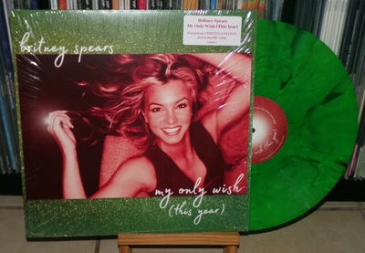 BRITNEY SPEARS MY ONLY WISH THIS YEAR GREEN ONE SIDED MARBLE 12 INCH RECORD - Image 1 of 4