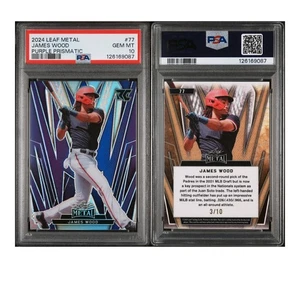2024 Leaf Metal /10 Purple Prismatic James Wood RC PSA 10 Pop 1 - Picture 1 of 1
