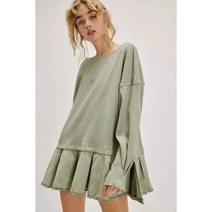 Top túnica Free People Mod Moment grande verde salvia acanalado manga larga capas - Imagen 1 de 14