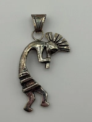 Colgante Kokopelli Navajo Navajo de Plata de Ley de Colección Firmado GS Foto 1 de 4
