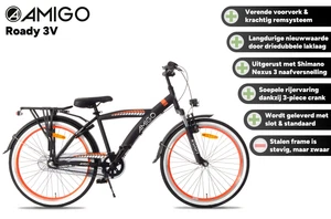 AMIGO Kinderfahrräder Jungen Roady 24 Zoll Jungen 3G Rücktrittbremse Schwarz/Ora - Bild 1 von 9