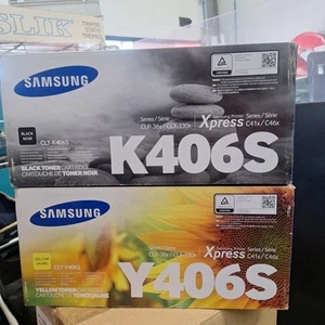 2 Cartouches toner HP CLT-K406S Laser - Noir Et jaune - Photo 1/4